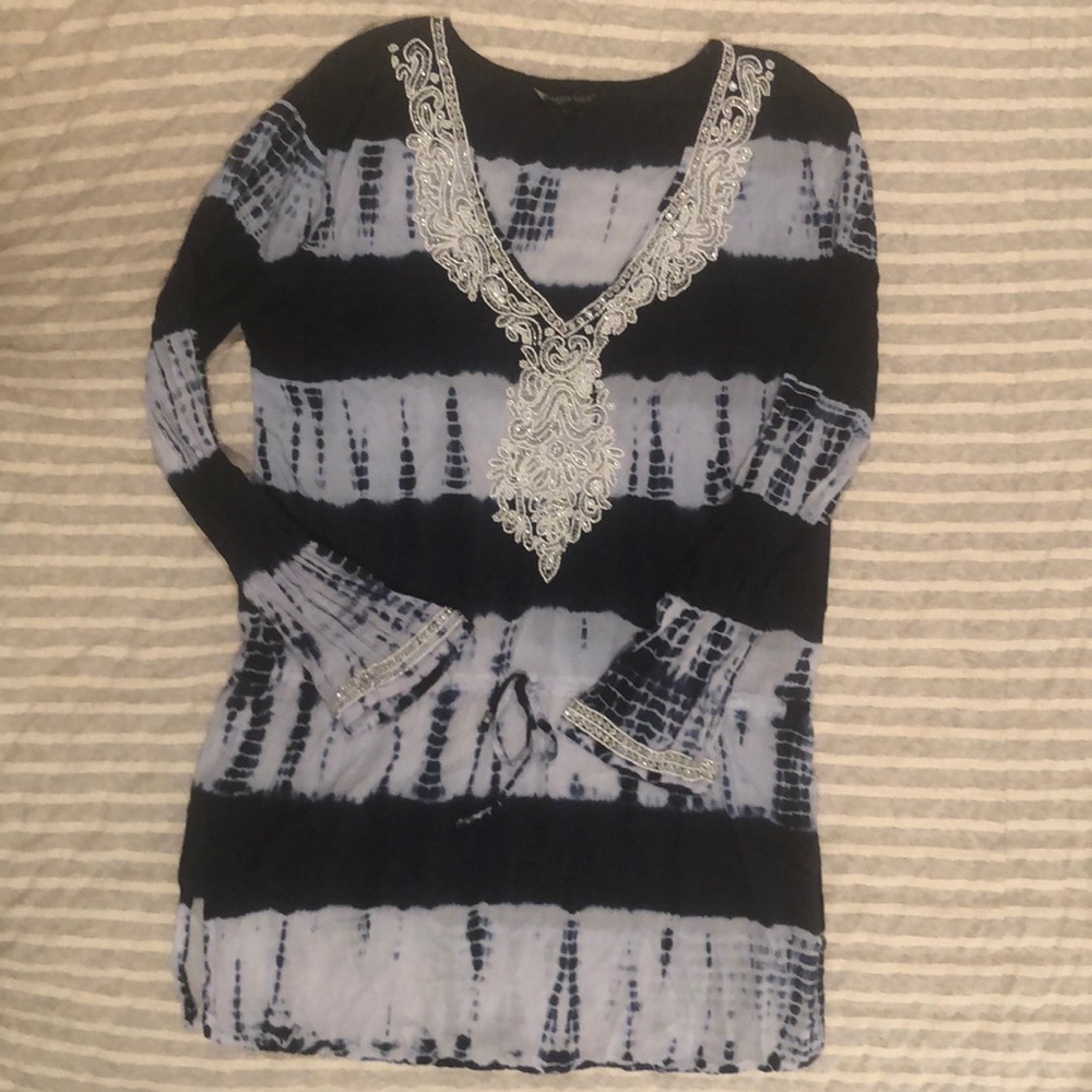 Beading tie dye beach cover up
